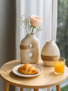 1件/3件套纹理花瓶套装，简约拱形装饰设计，米白色装饰花瓶，适合家居装饰、客厅、床头柜、花瓶装饰、女友礼物、女士礼物、冬季礼物 - 米色 - 查看 4