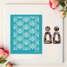 Plantilla de serigrafía de arcilla polimérica con patrón asimétrico, serigrafía de arcilla, utilizada para decorar pendientes de arcilla y otras joyas de arcilla