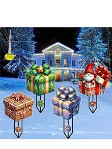 6pcs Christmas Lawn Stakes, 2D Acrylic Flat Outdoor Garden Yard Decor, Holiday Fence Garden Stakes, No Power Needed, Suitable For Home And Outdoor Walkway, Garden Party Supplies, No Electricity Required