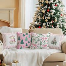 4pcs Christmas Gift Pattern Printed Pillow Case Set - Multicolor - View 4