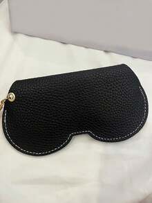 1 Peça Estojo Dobrável Portátil de PU para Óculos, Caixa Suspensa para Óculos de Sol, Caixa de Armazenamento de Óculos Simples, Estojo à Prova d'Água para Óculos, Protetor de Óculos de Sol de Viagem com Suporte, Pequena Bolsa, Pano de Limpeza de Fibra, Adequado para Homens, Mulheres, Uso Externo, Viagem, Casa, Escritório