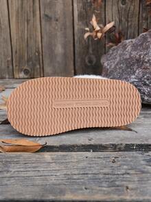 Botas cortas de mujer de unicolor con forro de peluche y falso pelo, botas de nieve para el hogar en invierno