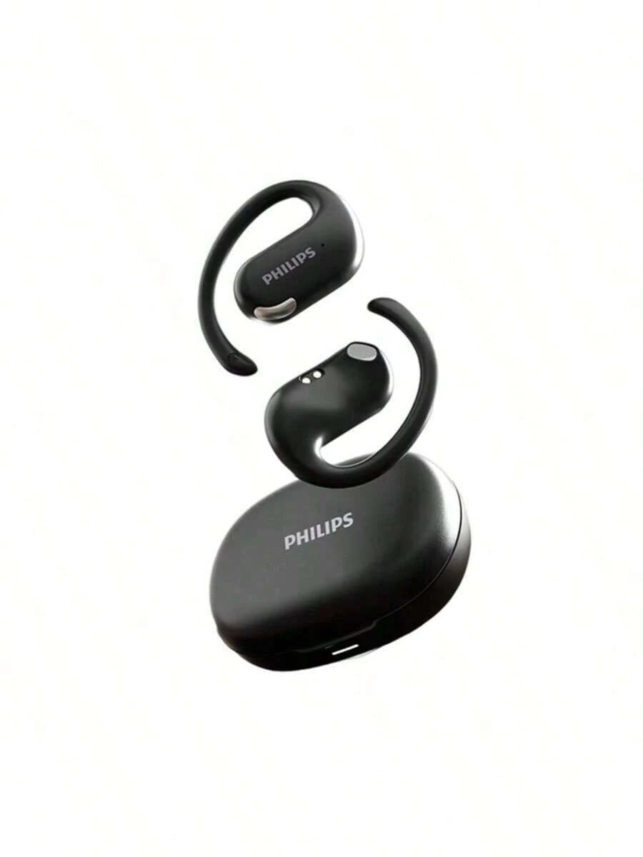 PHILIPS Audífonos acústicos abiertos TAT2739. Larga duración. Conexión instantánea. Respuesta precisa. Llamadas HD. Batería de larga duración. Gran autonomía. Color negro.