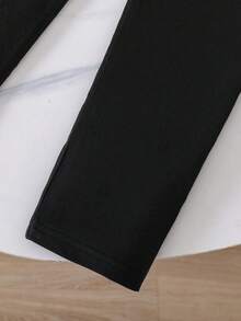 幼儿卡通图案保暖圆领运动衫和紧身裤套装 - 粉色 - 查看 5