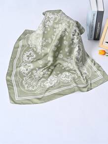 1 件佩斯利印花仿丝 27.6 英寸小方巾/头巾，男士百搭颈巾，防晒 - 紅色 - 查看 7