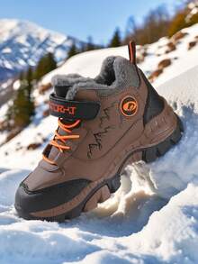 1 Pair New Winter Plush Winter Shoes For Boys, Outdoor Hiking Boots