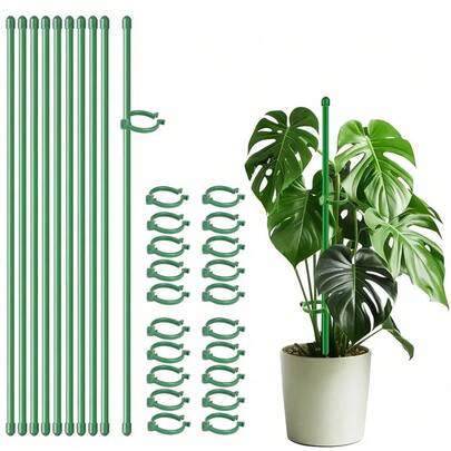 10/20PCS Plant Stakes, Green Plant Sticks Support, Plant Support Stakes Suitable For Indoor And Outdoor Plants, Green Plant Stick Support For Potted Tomato Peony Lily Rose And Other Plants Floral Vegetable (15.75 Inches)