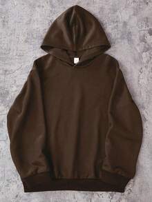 Teen Boys' Clothes, City Style Printed Patterns, Casual Style, Hooded Sweatshirt, Wearable In Autumn And Winter, Wear For Shopping, Party, Travel, And School - Brown - View 3