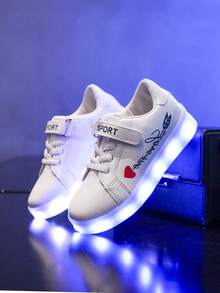 Rechargeable 7-Color Glowing Shoes For Kids Boys Girls, Light Up Casual Sneakers With Luminous Soles For Toddlers & Big Kids - White - View 3