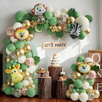119 piezas Kit de arco de globos con diseño de animales, set de globos verde aguacate, decoraciones de fiesta con tema del mundo animal, adecuado para baby shower, revelación de sexo, fiesta de cumpleaños de niño/niña, aniversario, vacaciones, interior/exterior, decoración del hogar