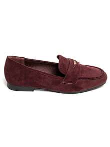 حذاء Mocassins نسائي مطبوع على شكل حيوان - حذاء بدون كعب البقرة والفهد وألوان موحدة - الأحمر - مشاهدة 2