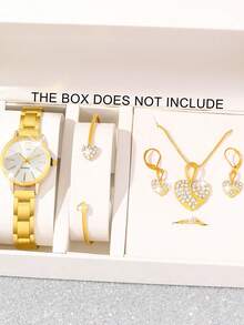 2 件女士金色合金表带，时尚休闲罗马字母表盘石英表，搭配 LOVE 字母手链套装，适合日常佩戴或节日礼物 - 金色 - 查看 11