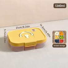 WORTHBUY 1pc Large Capacity Transparent Plastic Compartment Food Container With Handle, Portable Fruit Salad Lunch Container, Multi Grids Food Fresh-Keeping Box , Microwave Heated Divided Food Storage Box, Suitable For Student And Adult Use In School, Office, Outdoor Camping, Picnic, Travel,Back To School