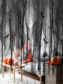 1/3/5pcs Black 76*183cm Halloween Party Decoration Ghost House Gauze DIY Decorative Fabric, Suitable For Creating Halloween Atmosphere - Scary And Eerie Halloween Decor, Suitable For Indoor And Outdoor Parties - Black - View 2