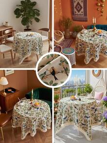 1件乡村风格鸟叶提花长方形桌布,适用于咖啡桌、床头柜、餐桌,适合宴会、派对、农舍、家居装饰,也适用于客厅、阳台、花园、餐厅、露营、野餐、户外活动,四季皆宜,尤其适合春夏装饰。 - 彩色 - 查看 4