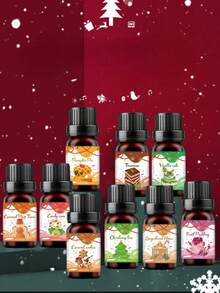 6pcs/1pc Christmas Fragrance Essential Oils, 6pcs Gift Box Set, Water-Soluble Oils, Air Freshening Aromatherapy, For Humidifier, Aroma Stone, Candle, Diffuser, 10ml Oil, Suitable For Living Room, Bedroom, Kitchen, Christmas, New Year, Gift