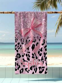1PC Personalized Custom Beach Towel With Text Design, Customized With Your Name. Perfect For Use On The Beach, By The Poolside, And During Beach Vacations. This Multifunctional Beach Towel Is Ideal For Outdoor Beach Activities, Travel, And Provides Comfort When Lounging, Sunbathing, And Relaxing. A Unique Gift For Her, Him, Mother, Father, Girlfriend, Boyfriend. - Multicolor - View 3