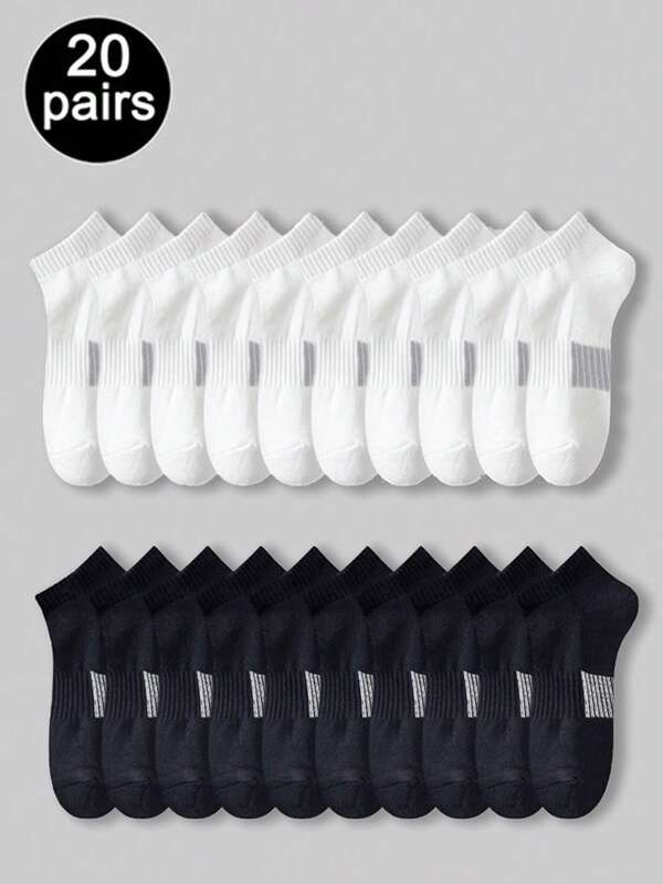 5/10/20 pares de calcetines de tobillo a rayas negras y blancas, calcetines cortos cómodos