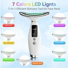 Neck And Face Massager, Portable Facial Massager With Seven-Color Display, Rechargeable And Vibration Function For Face, Neck And Decolletage Care - Fragrance-Free Women's Skincare Tool - Perfect Mother's Day Gift, 400mAh Neck Protector