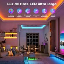 Luces LED Blutooth 30M, Tira LED RGB 5050 Inteligentes, Luz LED Sincronizar con Music, Control Remoto IR de 44 Teclas + Control de App, para Cuarto, Bar, Fiesta, DecoracióN de Interior - 40/131 pies - Ver 6