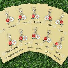 3pcs/5pcs/10pcs Simple Daisy & Purple Tulip Keychain Set, Paired With "Thank You For Helping Me Grow" Appreciation Card, Floral Keychains, Suitable For Teacher's Day, Friendship Growth Commemoration, Flower Lover Gifts, Can Be Used As Key And Bag Charms Car Accessories Cute Goth Y2k - Multicolor - View 18