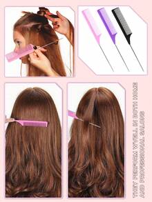 20/1Pc Set Rat Tail Comb, Hair Sectioning Dyeing Comb With Hooked Tail End Pointed Tail Comb Hair Combs Sectioned Hair, Hair Combs, 20/1PC Carbon Fiber Plastic Dyed Combs Stainless Steel Pintail Hair Coloring Comb Tail Comb Highlight Comb