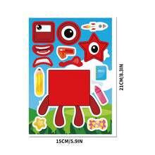 8/16pcs Kids Cube Number Puzzle Stickers, DIY Dress-Up Sticker Art Craft, Holiday Party Gift Filler, Toy Stickers, Birthday Present - Multicolor - View 3
