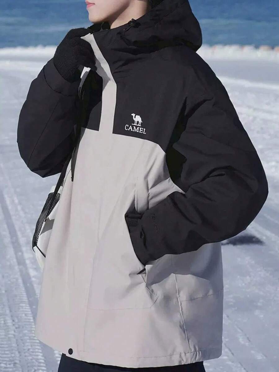 CAMEL CROWN Men's Three-In-One Outdoor Fleece Liner Jacket Winter New Windproof And Waterproof Mountaineering Clothing - Phantom Black Ice Grey - View 1