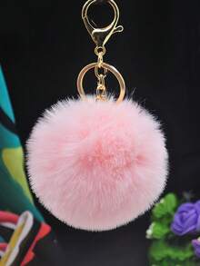 1个仿毛皮绒球流苏钥匙扣，包包挂饰，带证件夹的挂绳，汽车配件，圣诞礼物，送给老师、朋友、姐妹的礼物创意 - 黑色 - 查看 4