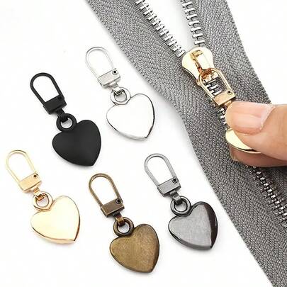 5/10pcs Heart-Shaped Zipper Pulls, Universal Zipper Replacement Heads, Suitable For Down Jackets, Backpacks, Handbags, Coats (Multi-Color Options)