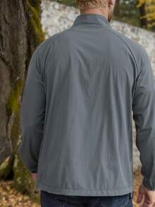 Men's Casual Quarter Zip Pullover Sport Lightweight Jacket Hiking Golf Men Standing Tie Pocket - 灰色 - 查看 5