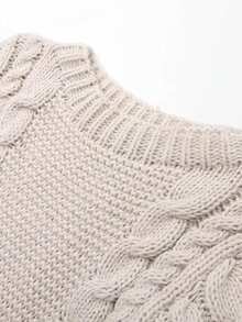 Women's Autumn Fashionable Minimalist Cable Knit Pullover Sweater