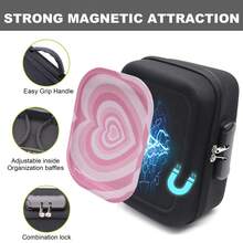 Bolsa de Armazenamento de Grande Capacidade com Adsorção Magnética - Portátil, com Trava de Senha de 3 Dígitos, Inclui 3 Tubos de Armazenamento, Bandeja Giratória, Caixa de Armazenamento, Design de Superfície Magnética, Opções de Tema Coração ou Urso, Acessórios para Fumar e Plataforma de Operação Portátil - Conjunto de Presente Perfeito para Uso Externo, Halloween, Natal