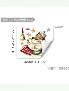 1/2/3pcs Christmas Wall Stickers, Christmas Elements Coffee Cup Bell Wall Stickers, Living Room Bedroom Festive Background Decorative Wall Stickers, Self-Adhesive, Removable.Perfect Christmas Gift For Lovers, Parents And Friends.