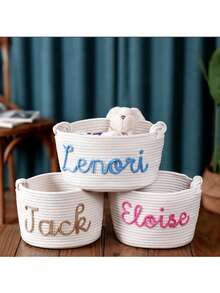 1pc Customized Letter Design Storage Basket, Suitable For Storing Children's Toys, Books, Plush Toys, Gift Baskets, Cosmetics, Newborns, Full Moon, Valentine's Day, Christmas Gifts, Letters, Multi-Functional, Lightweight, Large Capacity, Cute, Lovable, Compact, Holiday/Vacation Atmosphere, Cartoon, Solid Color, Customized, Personalized, Unique, Ideal Gift For Men, Women, Children, Friends, Family