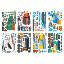 8/16pcs Train Puzzle Sticker, Train & Railroad Transport Sticker Art DIY, Holiday Party Gift, Birthday Gift Sticker Book - Multicolor - View 5