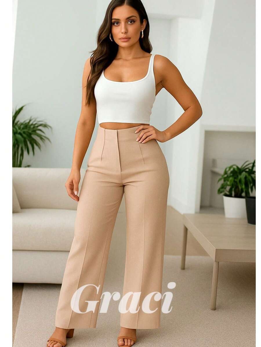 Women Pants - Beige - View 1