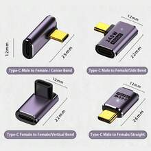 WOWSSYO 1pc 90 Degree USB-C Adapter, USB4.0 Type-C Adapter Supporting Thunderbolt 3, 40Gbps Data Transfer, 240W Fast Charging, 8K@60Hz Video Output, Compatible With Laptops, Tablets And Smartphones - Multicolor - View 10