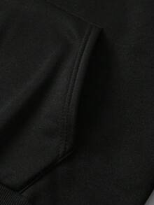 Thanksgiving Outfit Women Moon Print Kangaroo Pocket Hoodie, Casual Long Sleeve Drawstring Hooded Sweatshirt For Fall & Winter, Women's Clothing Winter Clothes For Women - 黑色 - 查看 2