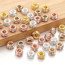 10pcs/Pack Copper Rhinestone Large Hole Beads 8X5.5mm, Simple & Fashionable For Bracelet, Necklace, Jewelry Making DIY - Copper Large Hole Beads - View 12