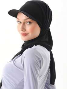 1 pieza Gorra de béisbol clásica de moda casual y versátil de unicolor estilo árabe de Oriente Medio para mujer, gorra de béisbol, gorra turbante, adecuada para protección solar en verano y otoño - Negro - Ver 5