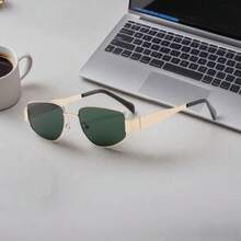 4 件复古金属框椭圆形和方形时尚眼镜，时尚又有型 - 彩色 - 查看 8