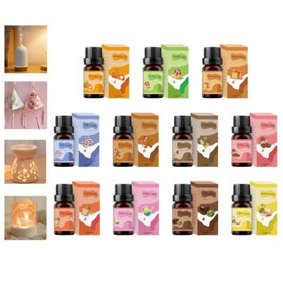 6pcs Aromatherapy Essential Oil Set / 1pc 10ml Food Scented Essential Oil - Christmas Cookie, Caramel Pudding, Coffee Cake Etc. Fragrance Oils To Create Holiday Atmosphere, 1pc 10ml Water-Soluble Essential Oil / 1pc Aromatherapy Diffuser/Humidifier/Diffuser Stone/Car Diffuser, Relaxing Fragrance For Bedroom, Living Room, Kitchen, Bathroom, Car, Hotel, Christmas Gift