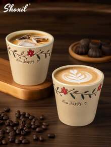 shoxil 1pc 350ml/12oz Stainless Steel Drip Bag Coffee Kettle - Ideal For Pour Over Brewing, Home Barista Use, Office Coffee Corner & Travel Camping - Aha Flower Ceramic Mug - View 5