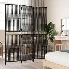 vidaXL Biombo de 3 paneles de ratán sintético - Negro - Ver 3