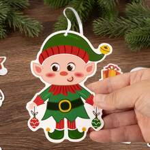 24 Pack Christmas Craft Stickers Set Santa Christmas Tree Reindeer Snowman DIY Sticker Ornament Crafts Make Your Own Christmas Hanging Ornament Making Kit For Holiday Xmas Party Decoration