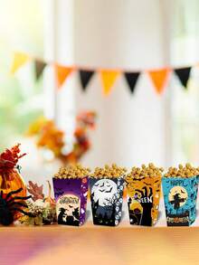 8pcs Foldable Halloween Paper Boxes, Bloody Hand Design, For Snack, Popcorn, Party Decor,Christmas - Multicolor - View 9