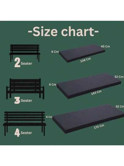 Outdoor Bench Cushion – Water-Resistant Fabric Seat Pad For 2/3/4 Seater Benches Adjustable, Durable & Foldable – Antique Black For Outdoor Furniture