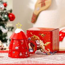 1pc 350ml/11.84oz Ceramic Christmas Tree Mug With Lid And Spoon, Creative 3D Cartoon Christmas Theme Coffee Cup, Milk Cup, Available In 3 Colors, Suitable For Christmas Holiday, Office Gathering, Cute Christmas Gift - Multicolor - View 12