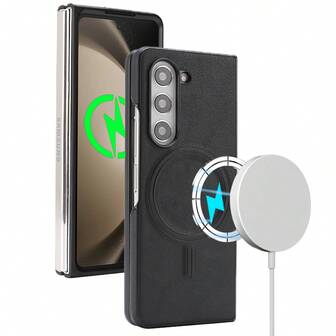 1 adet Siyah Premium Lüks Vintage Deri Katlanır Manyetik Telefon Kılıfı, Lüks PU Deri Yan Kaplama, Aşınmaya Dayanıklı ve Kirlenmeye Karşı Dayanıklı Yüzey, Kablosuz Şarj, Araç Montajı ve Çeşitli Senaryolar için En Güçlü Manyetik Uyumluluk, Galaxy Z Fold7 için Uygun